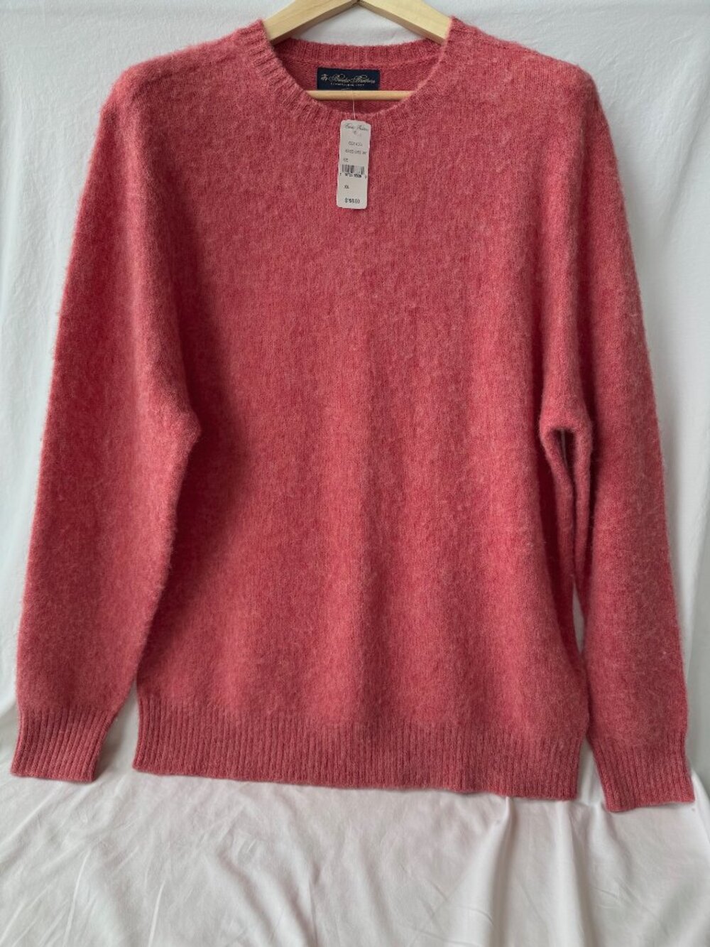 Brooks Brothers Brushed Wool Crewneck Sweater Men's XXL Rose Pink NWT